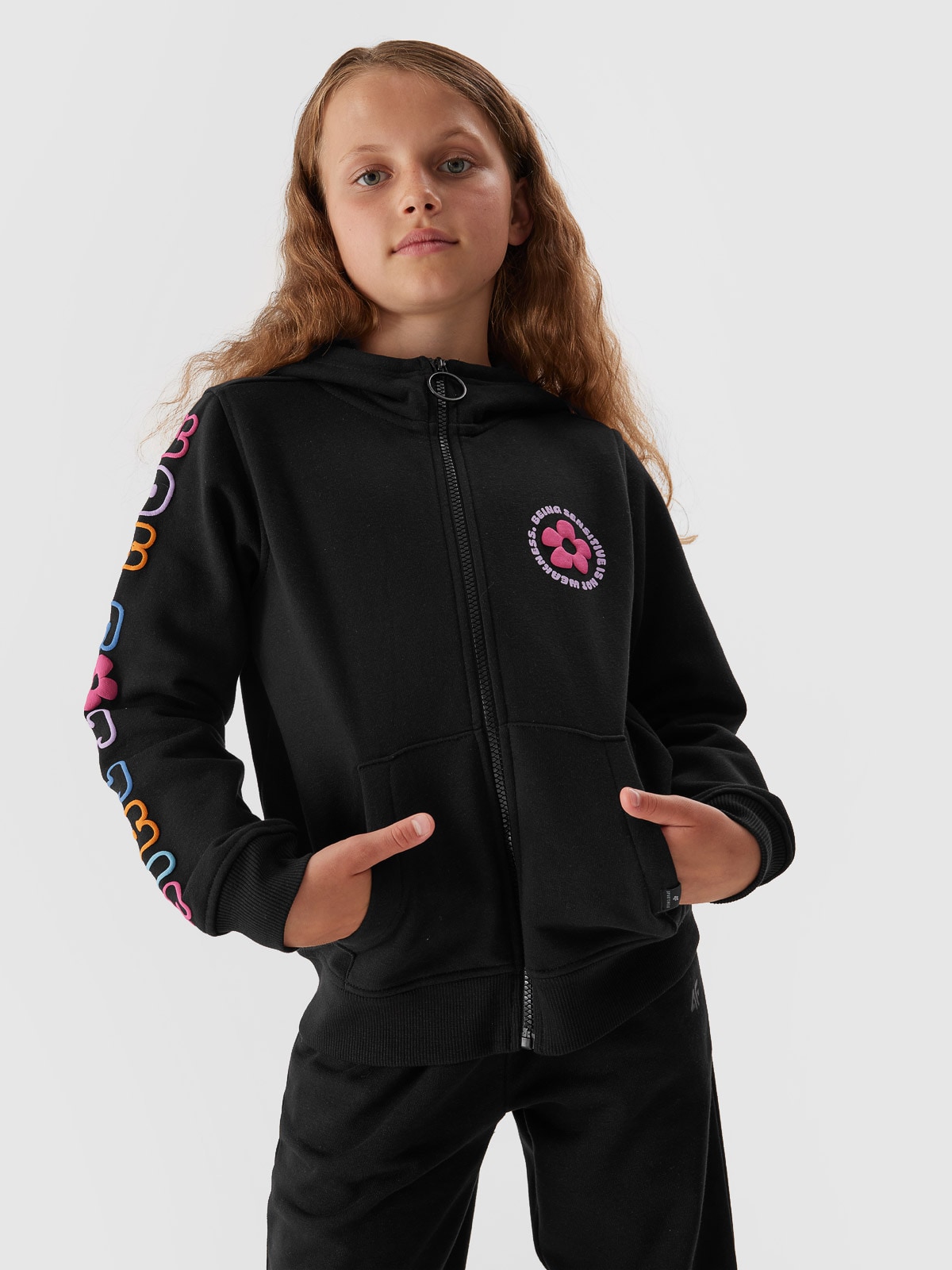 Bluza dresowa rozpinana z kapturem dziewczęca