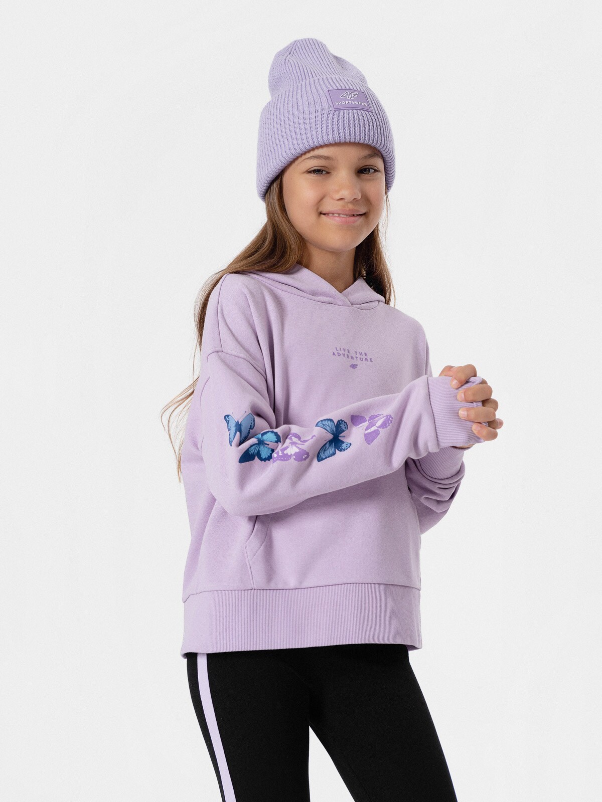 Bluza dresowa nierozpinana z kapturem dziewczęca