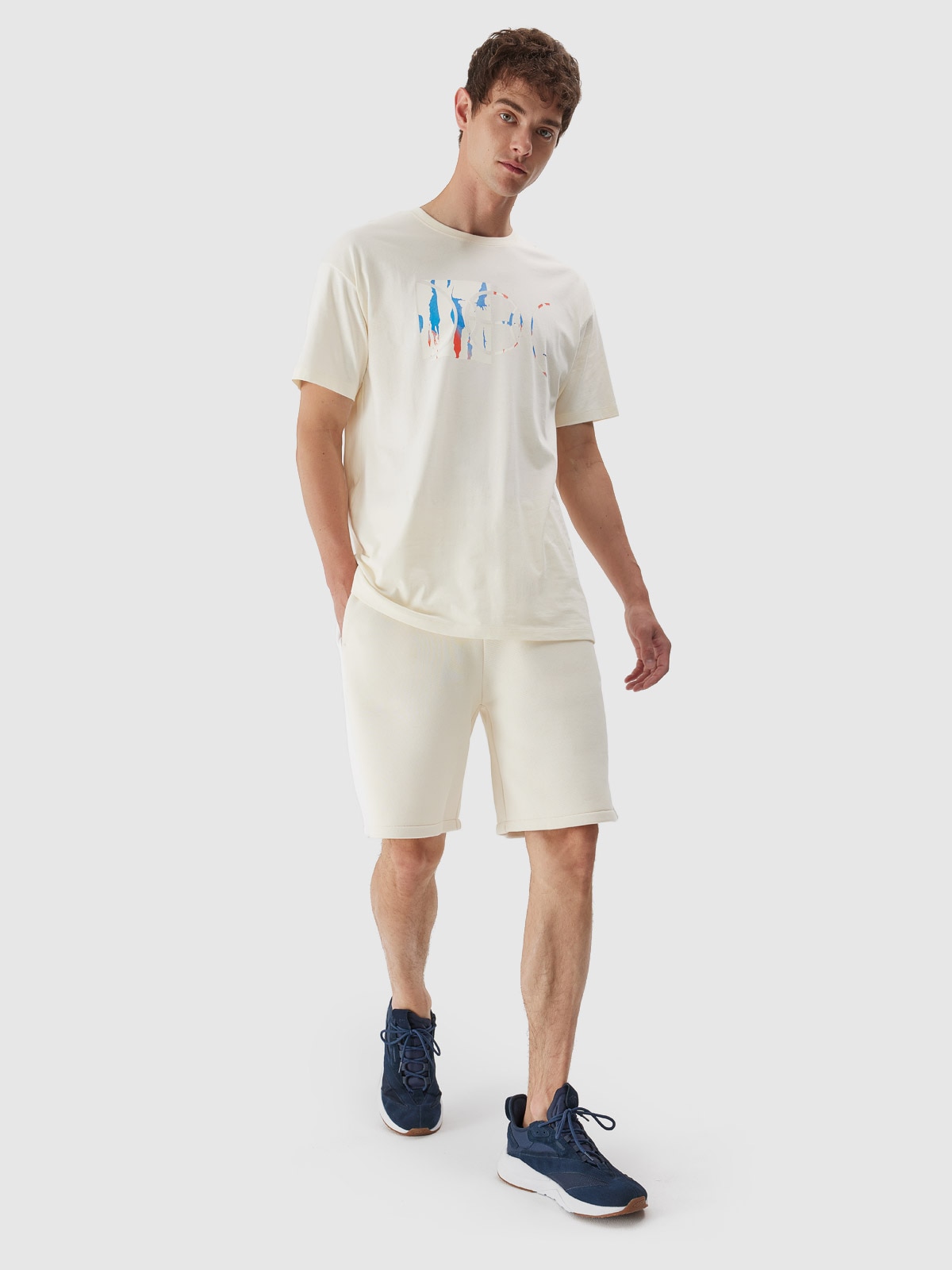 Spodenki dresowe męskie - kremowe