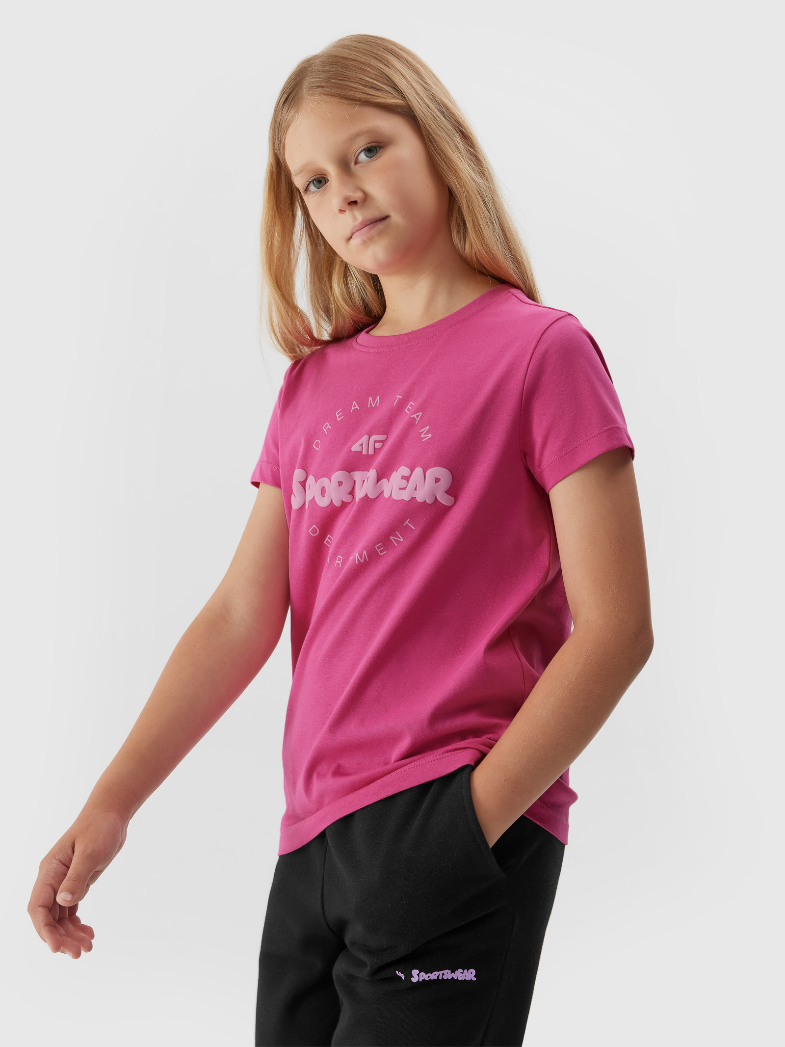 T-shirt z bawełny organicznej dziewczęcy