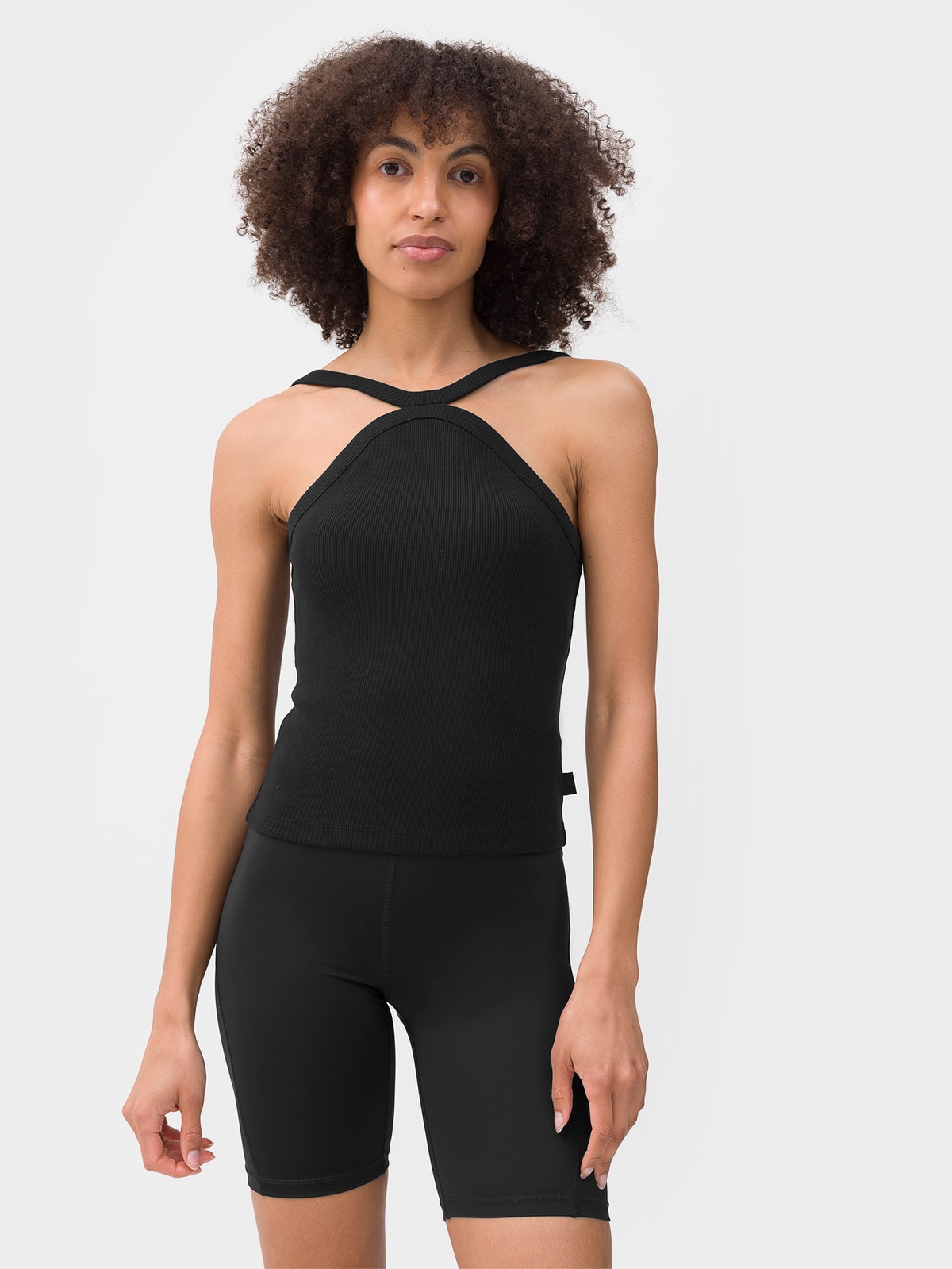 Crop-top z prążkowanej dzianiny damski