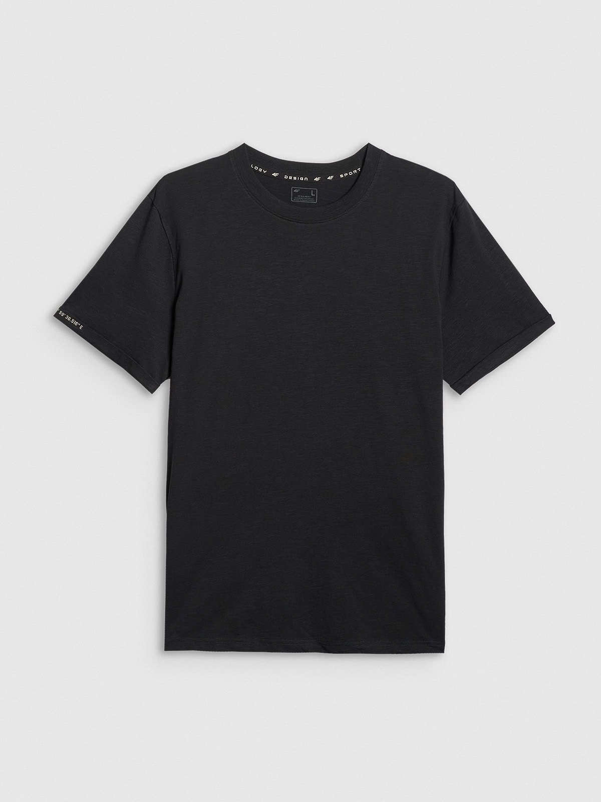 4F T-shirt regular gładki męski - czarny XXL