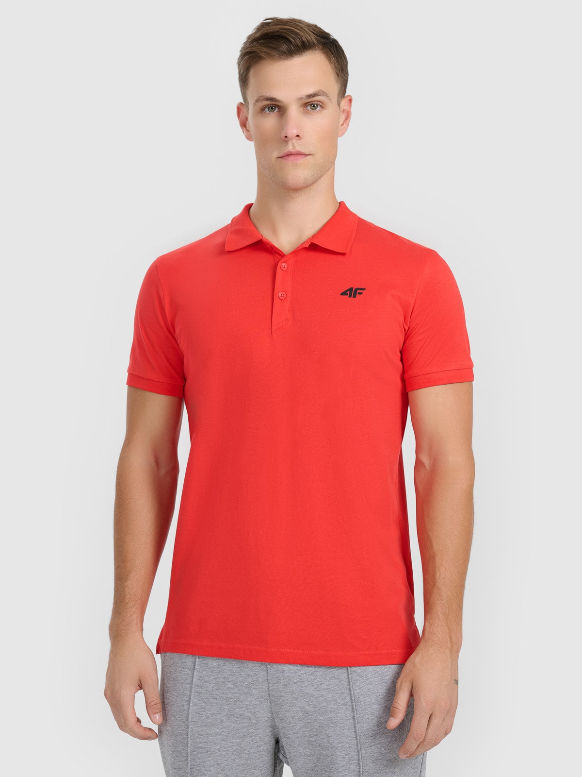 4F Koszulka polo regular męska - czerwona XL