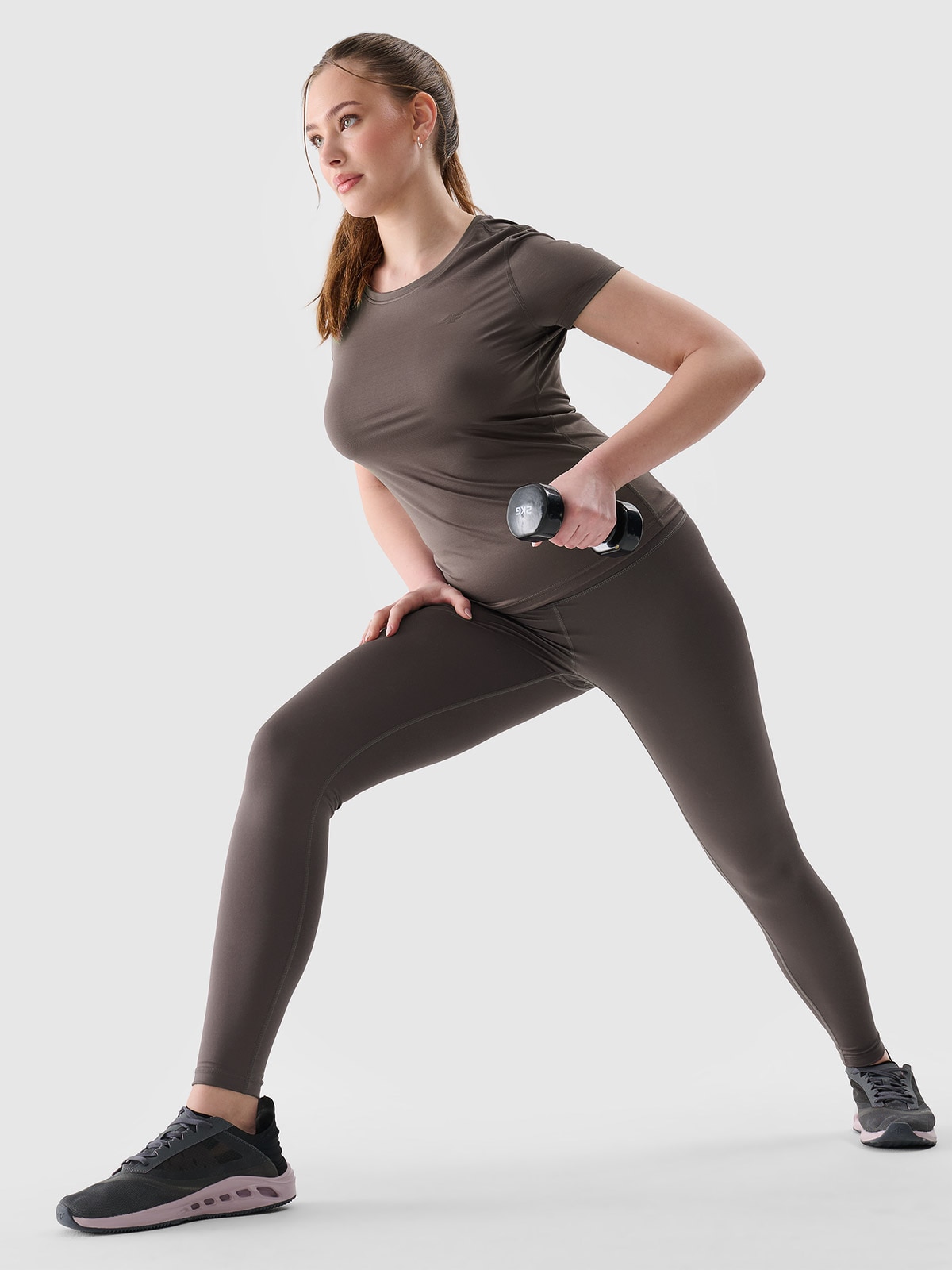 Legginsy treningowe z materiału z recyklingu damskie - brązowe