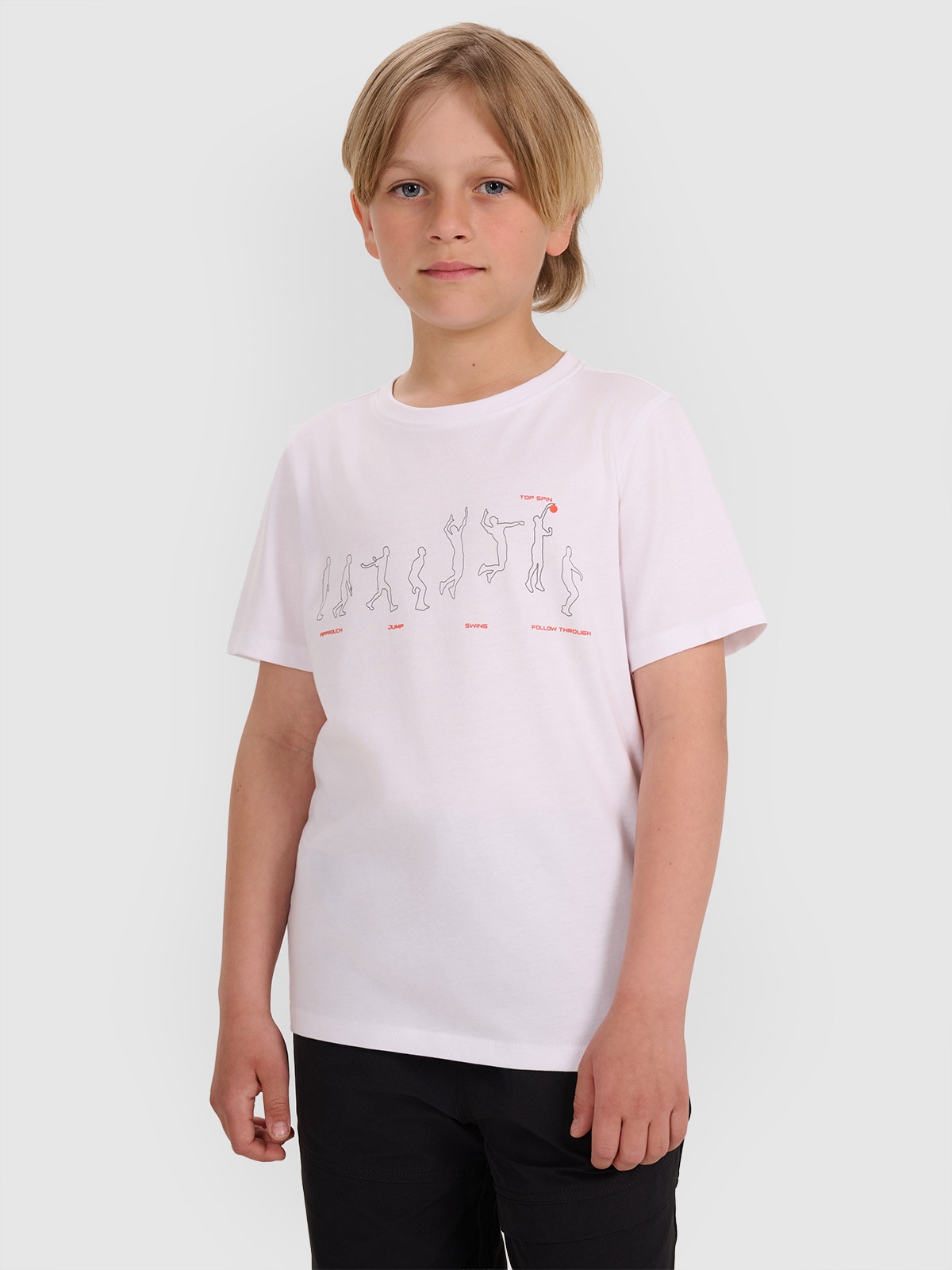 4F T-shirt regular z nadrukiem chłopięcy - biały 164 (13-14 lat)