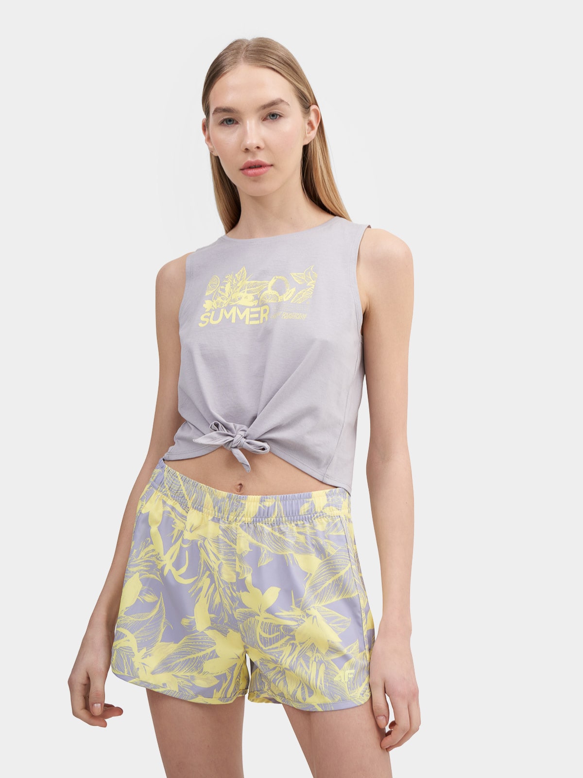 Crop-top regular z wiązaniem damski