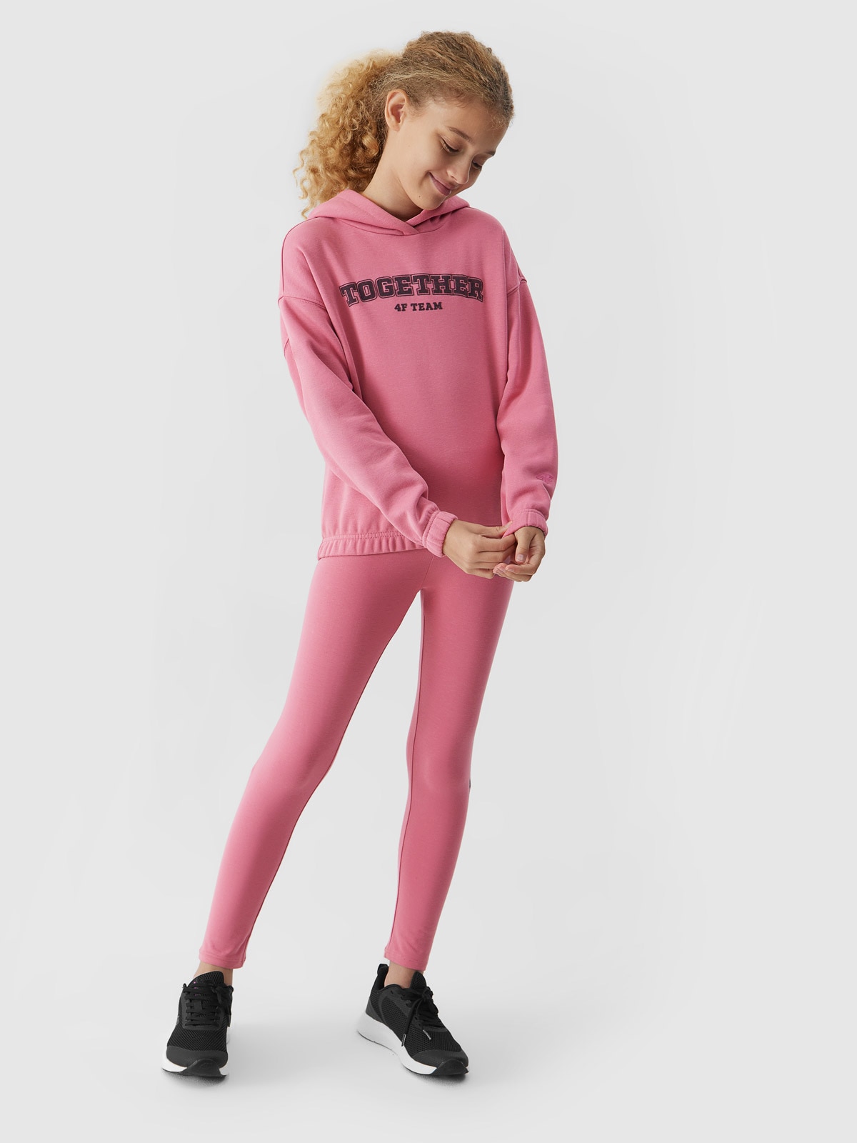 Bluza dresowa nierozpinana z kapturem dziewczęca