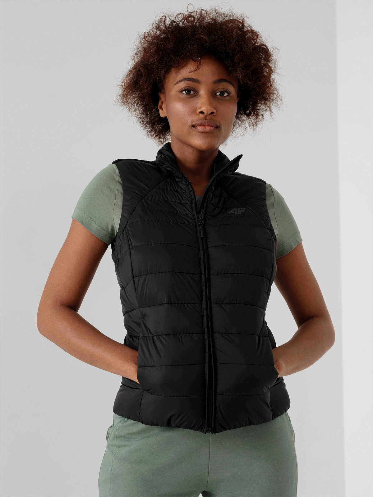 Bezrękawnik puchowy pikowany bez kaptura damski