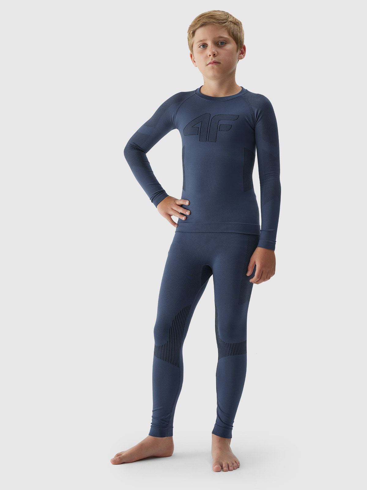 Bielizna termoaktywna bezszwowa (komplet) chłopięca - niebieska