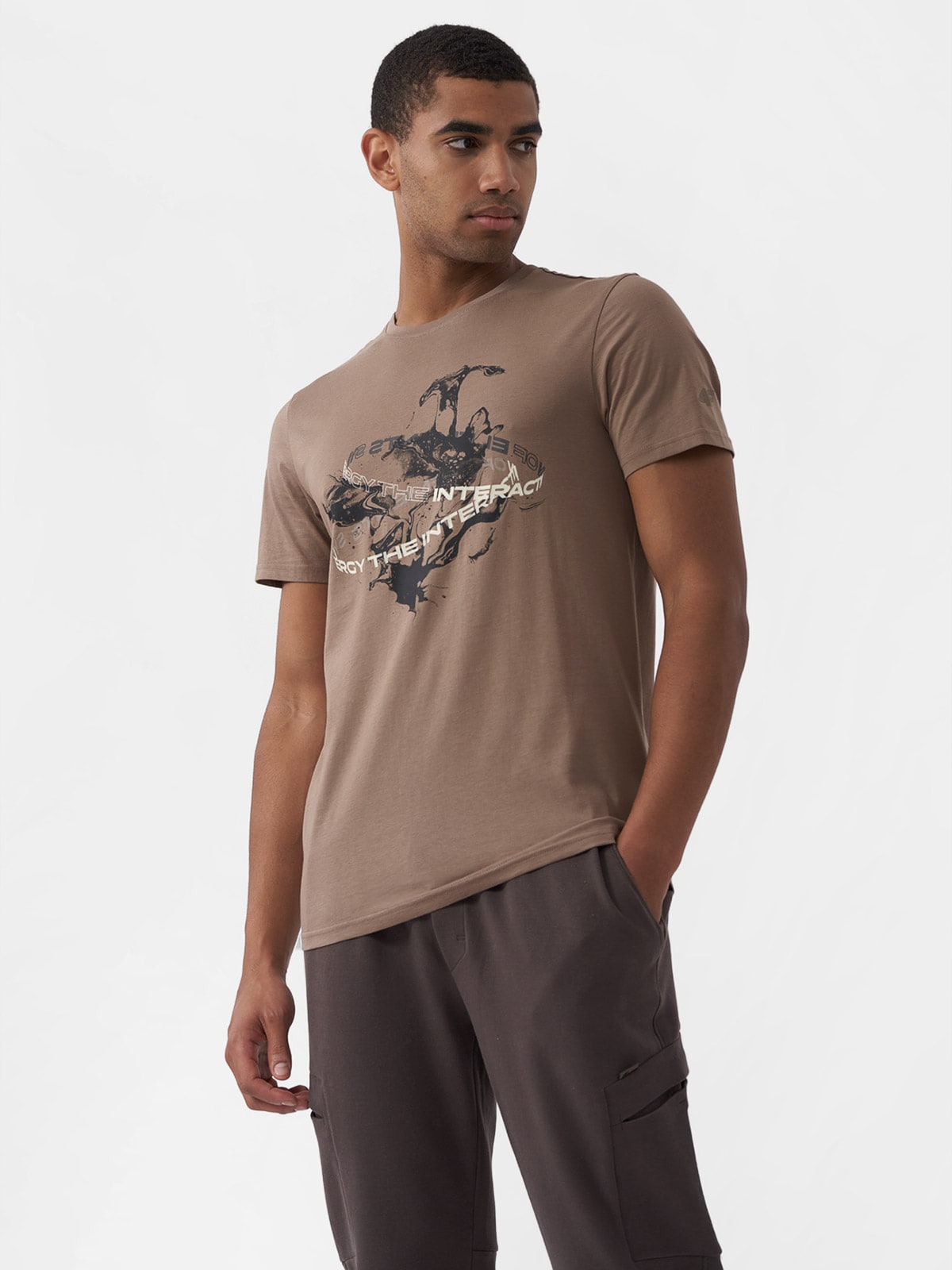 T-shirt regular z nadrukiem męski