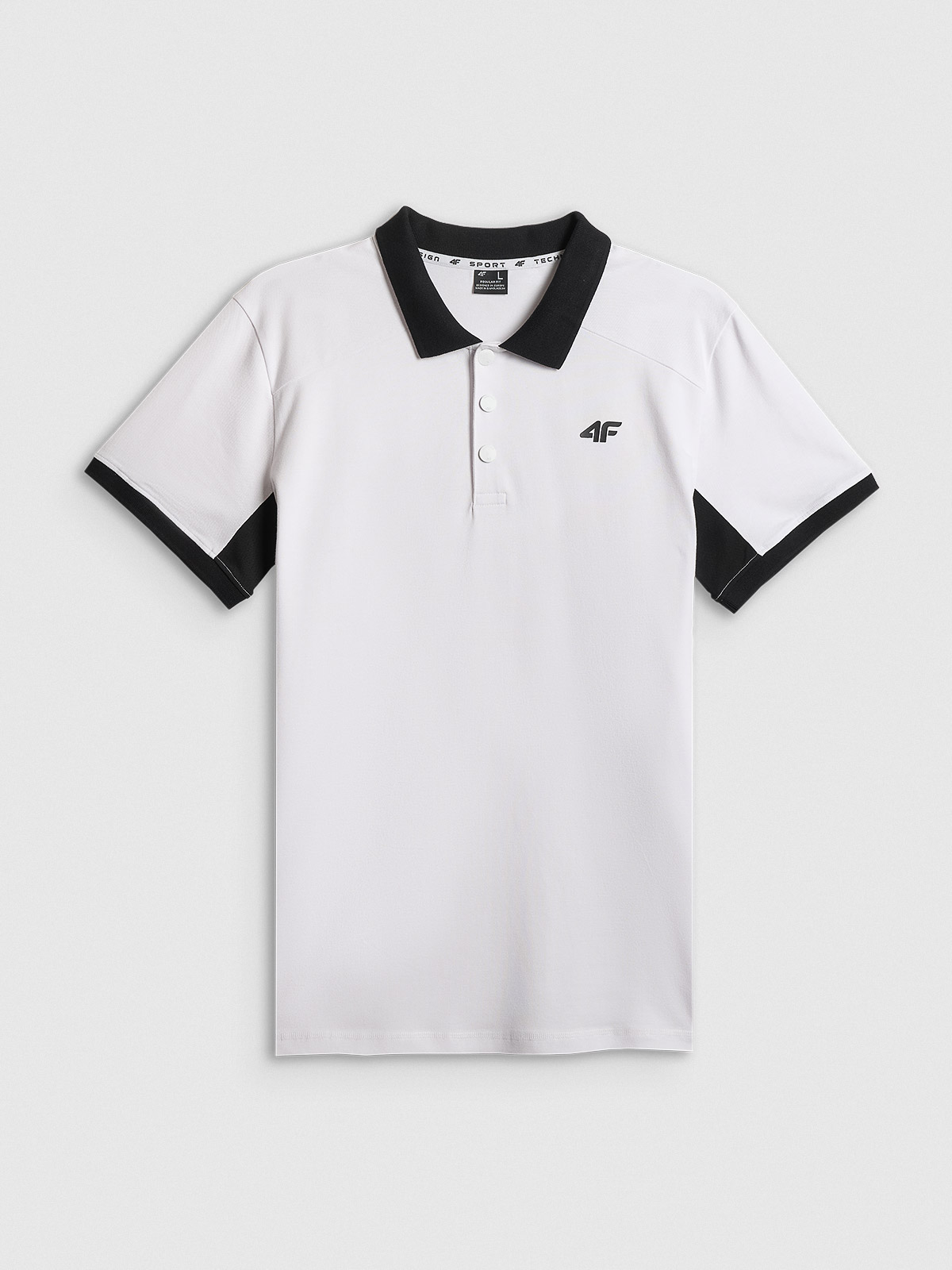 4F Koszulka polo regular męska - biała M