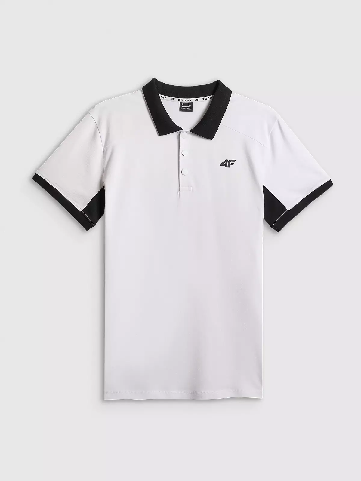 4F Koszulka polo regular męska - biała M