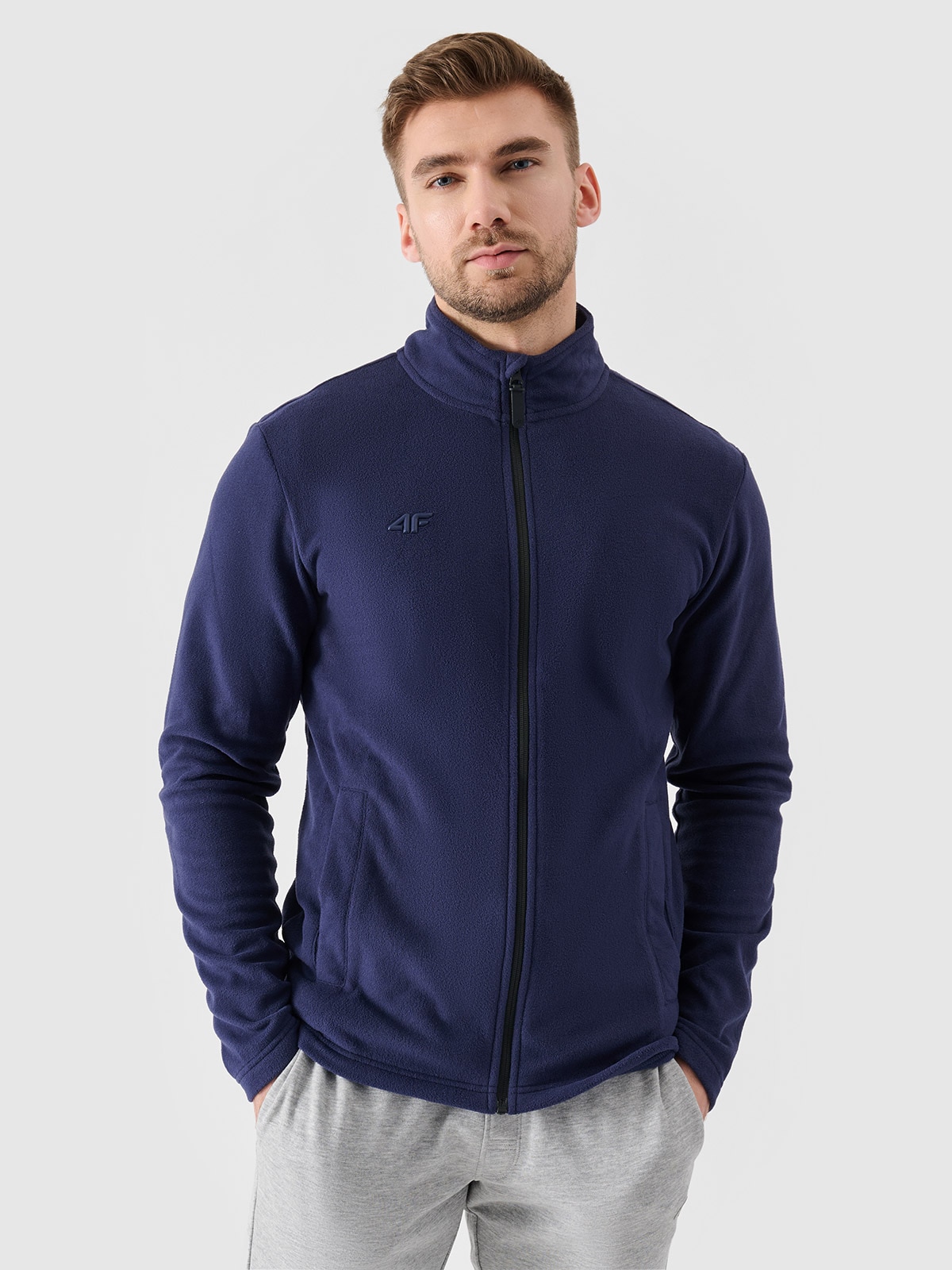 4F Polar ze stójką regular męski - granatowy XXL