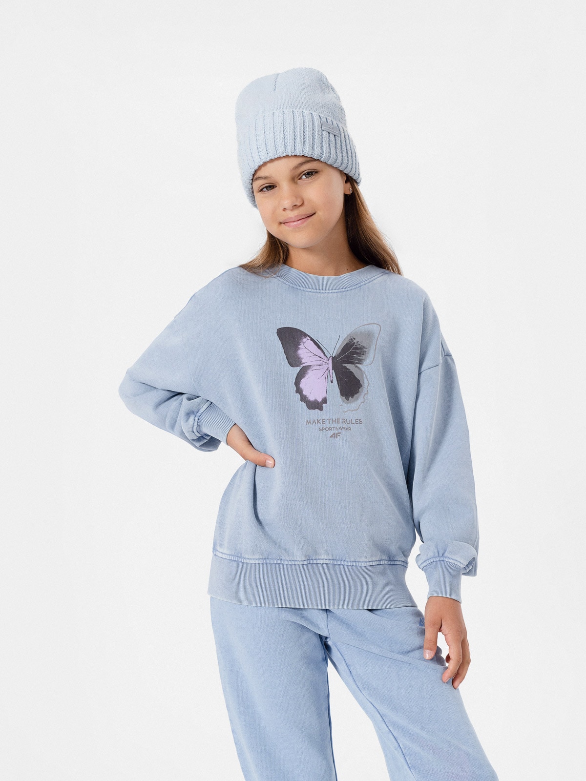 Bluza dresowa z efektem acid wash dziewczęca