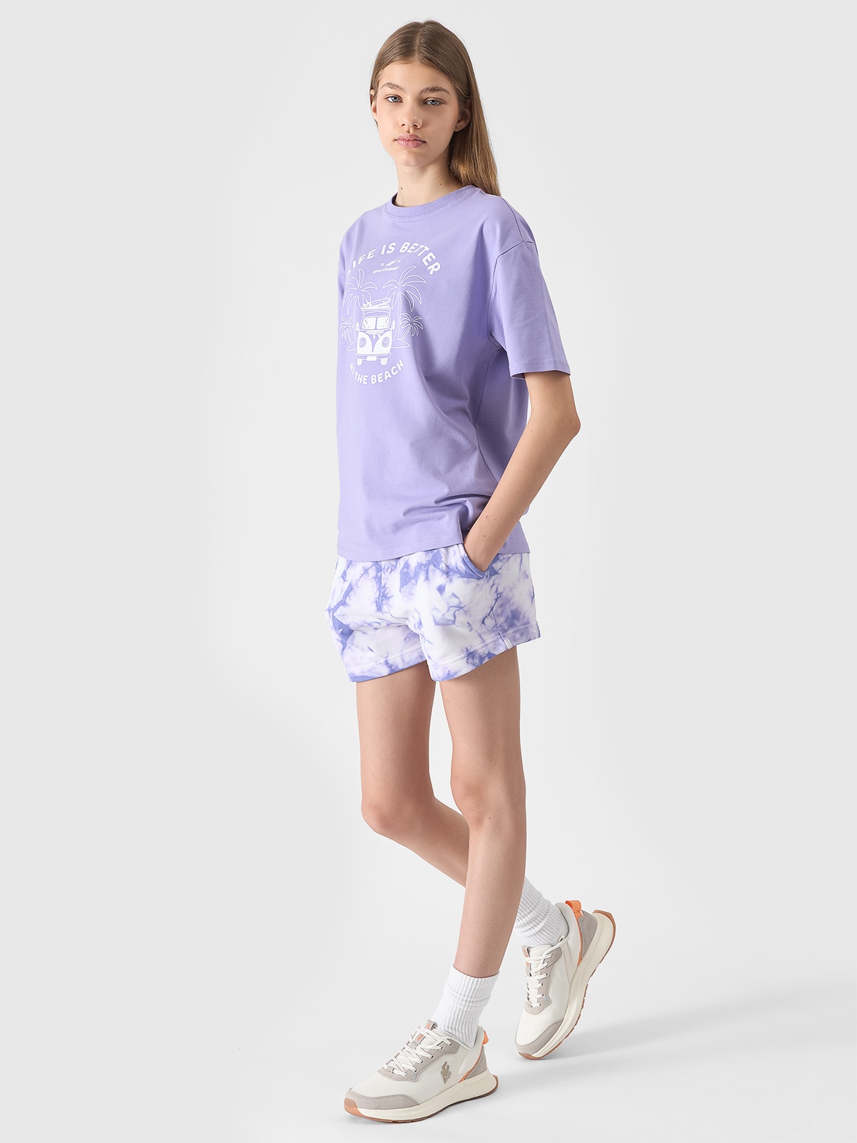 Spodenki dresowe dziewczęce - multikolor