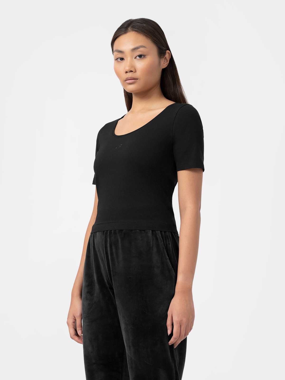 T-shirt crop-top z bawełny organicznej damski