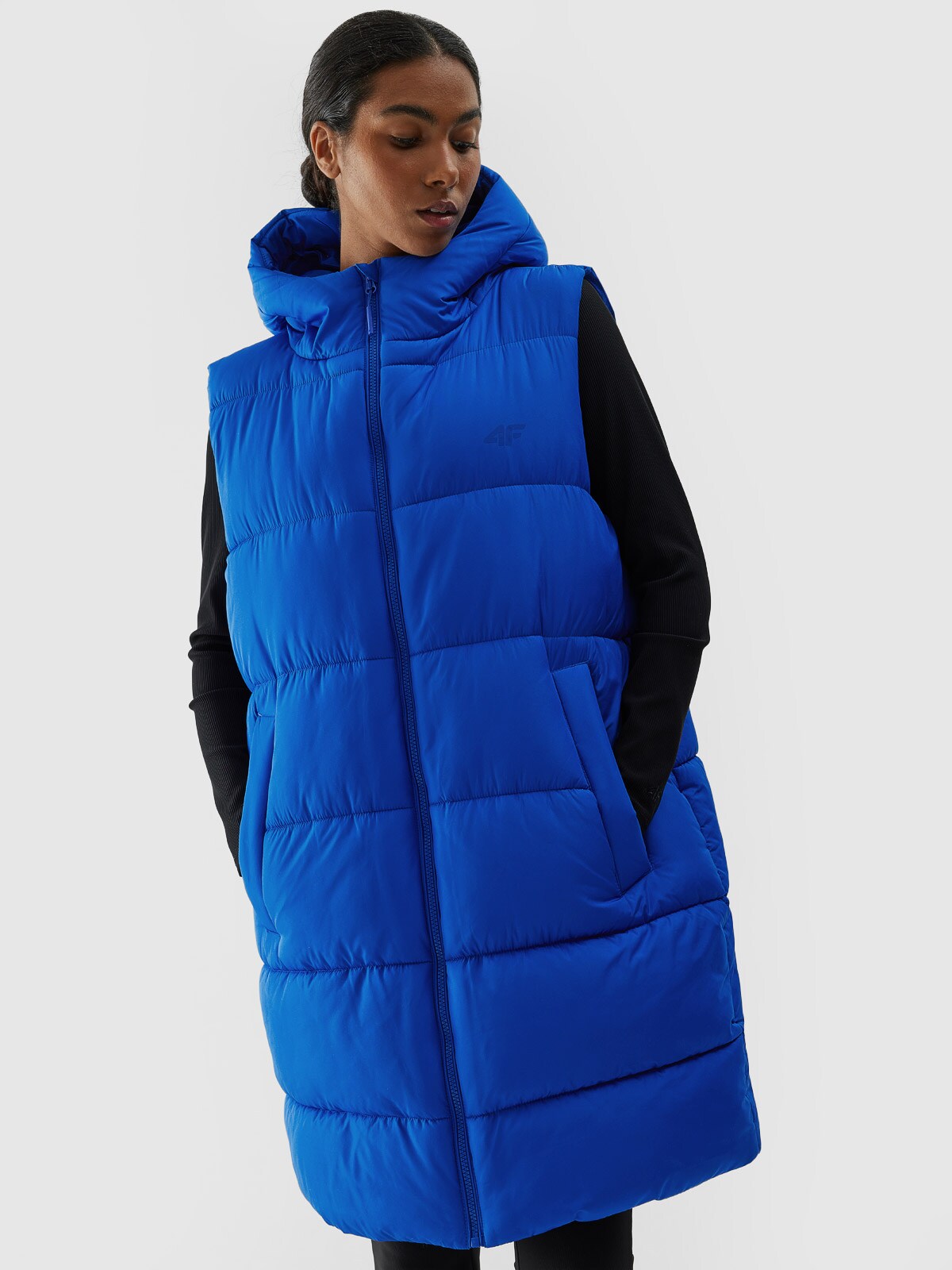 Bezrękawnik puchowy z wypełnieniem syntetycznym damski - chabrowy