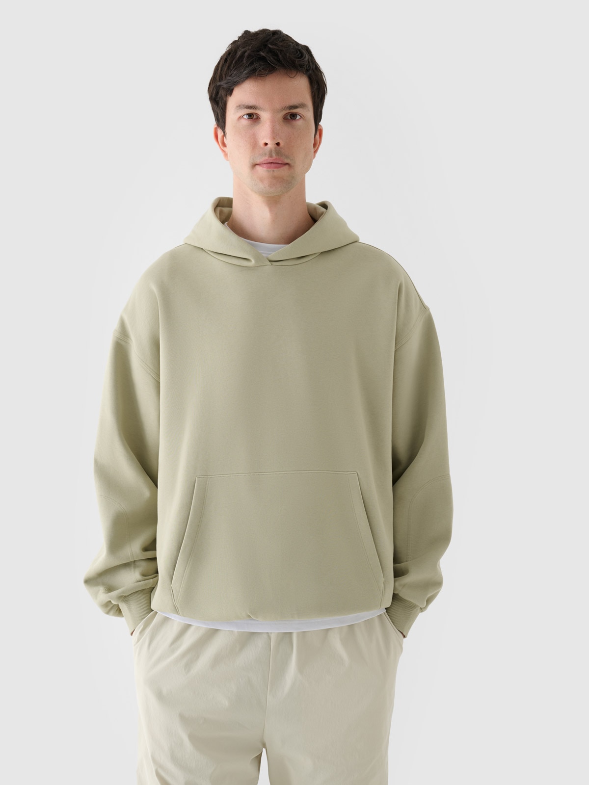 4F Bluza dresowa nierozpinana z kapturem męska - oliwkowa/khaki XXL