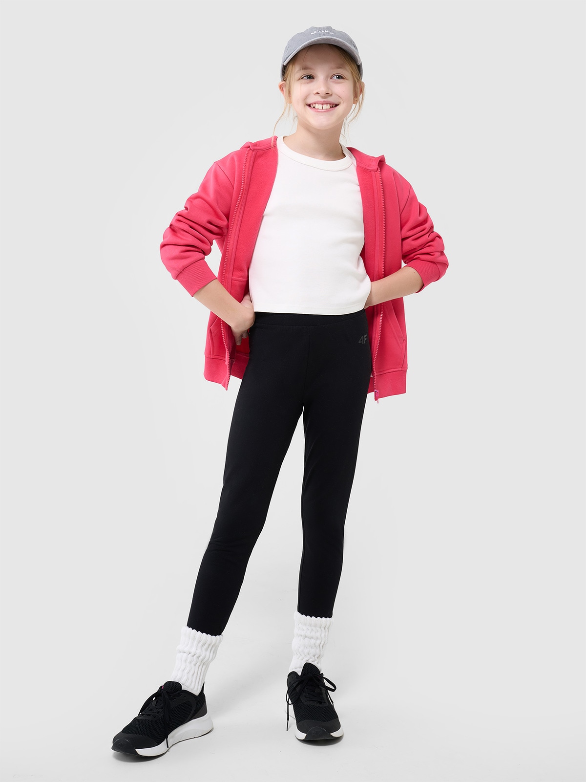 4F Legginsy dzianinowe dziewczęce - czarne 134 (8-9 lat)