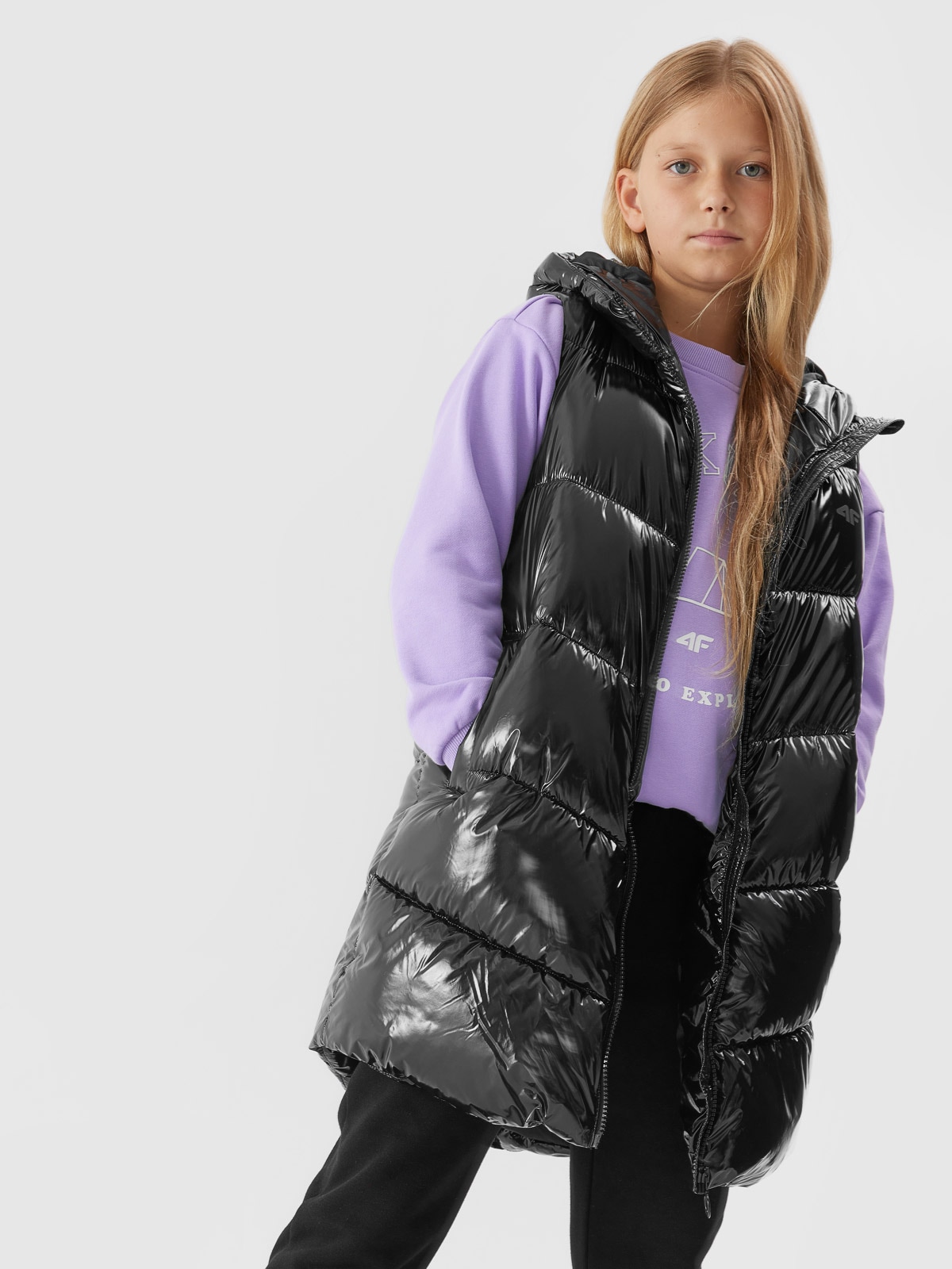 Bezrękawnik puchowy z wypełnieniem syntetycznym dziewczęcy