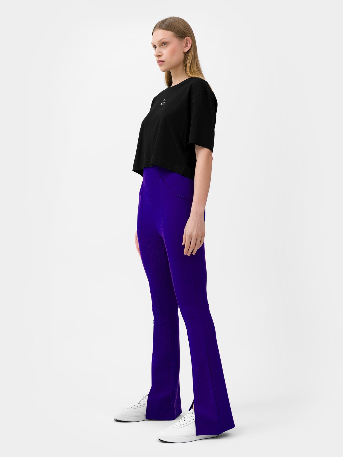 Spodnie dzianinowe z szerokimi nogawkami damskie