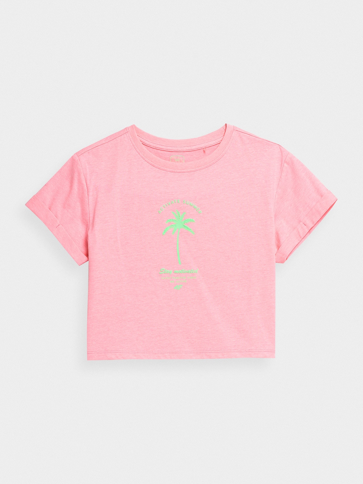 T-shirt crop top z nadrukiem dziewczęcy