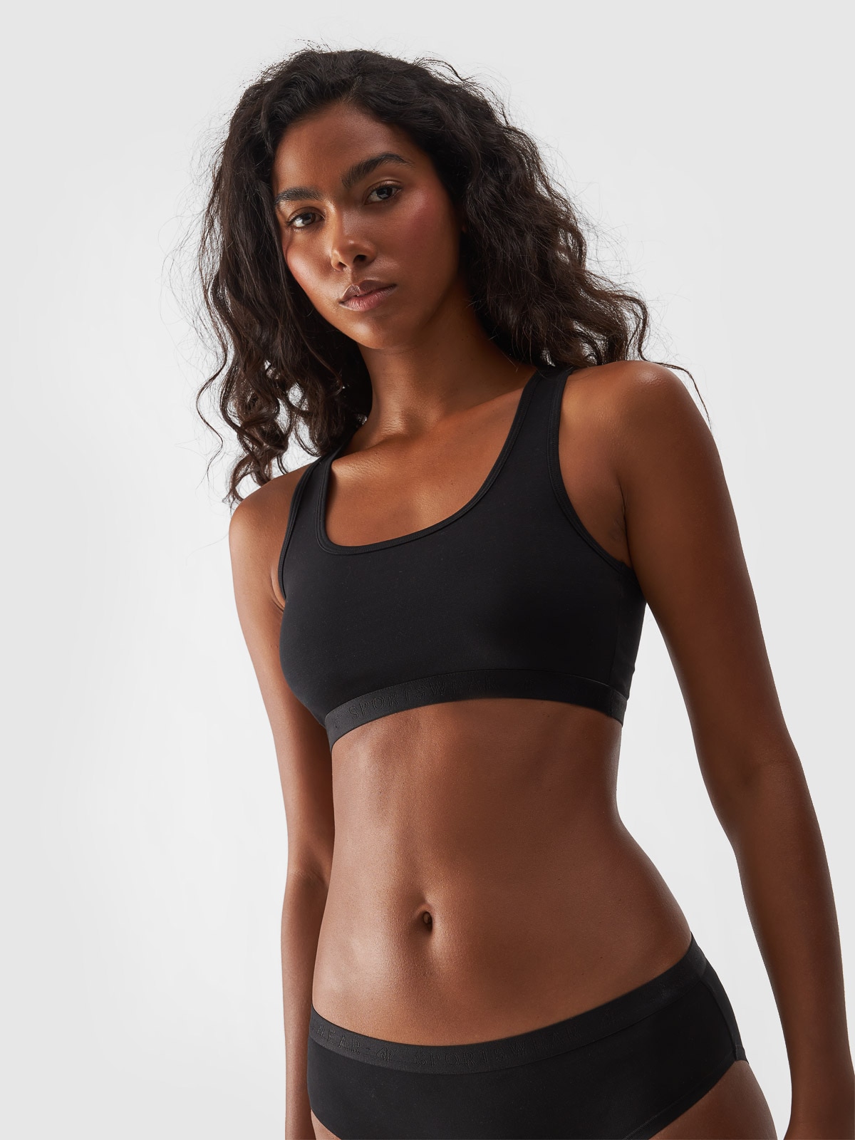 4F Biustonosz bawełniany (2-pack) damski - czarny XL