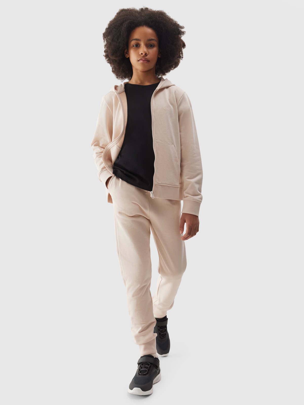 Spodnie dresowe joggery dziewczęce - beżowe