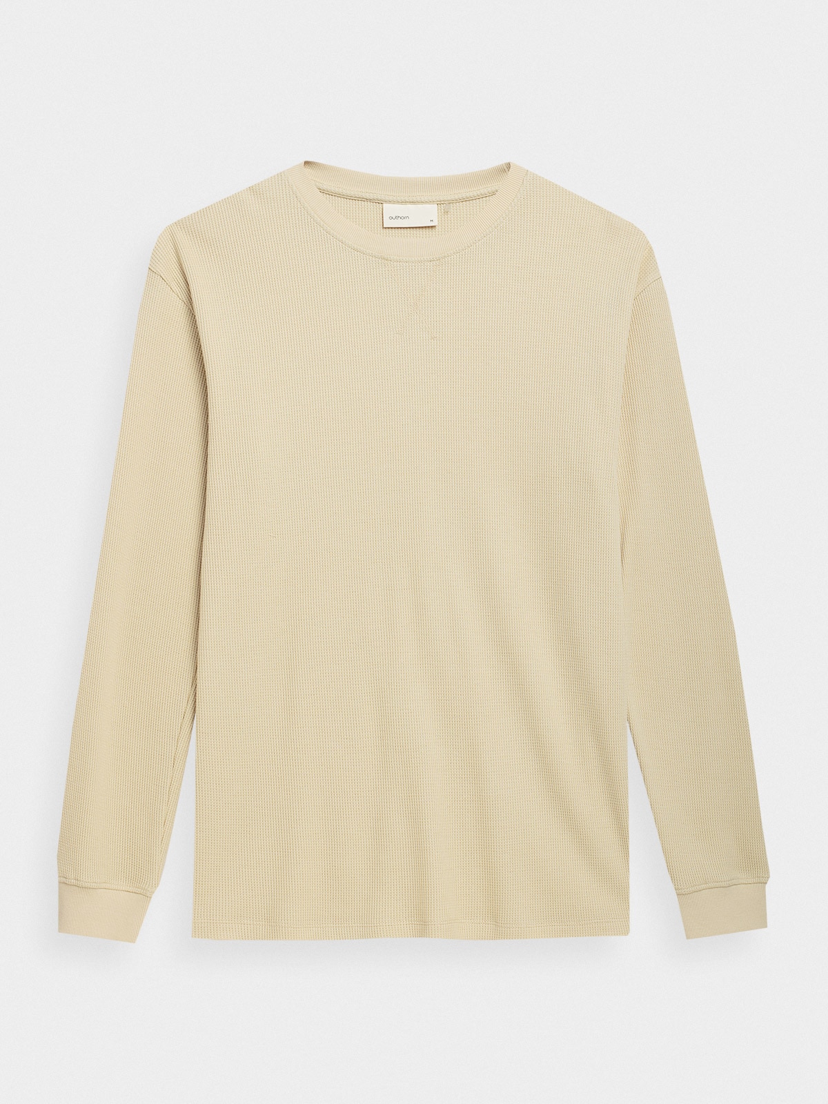 Longsleeve regular z dzianiny waflowej męski Outhorn - beżowy
