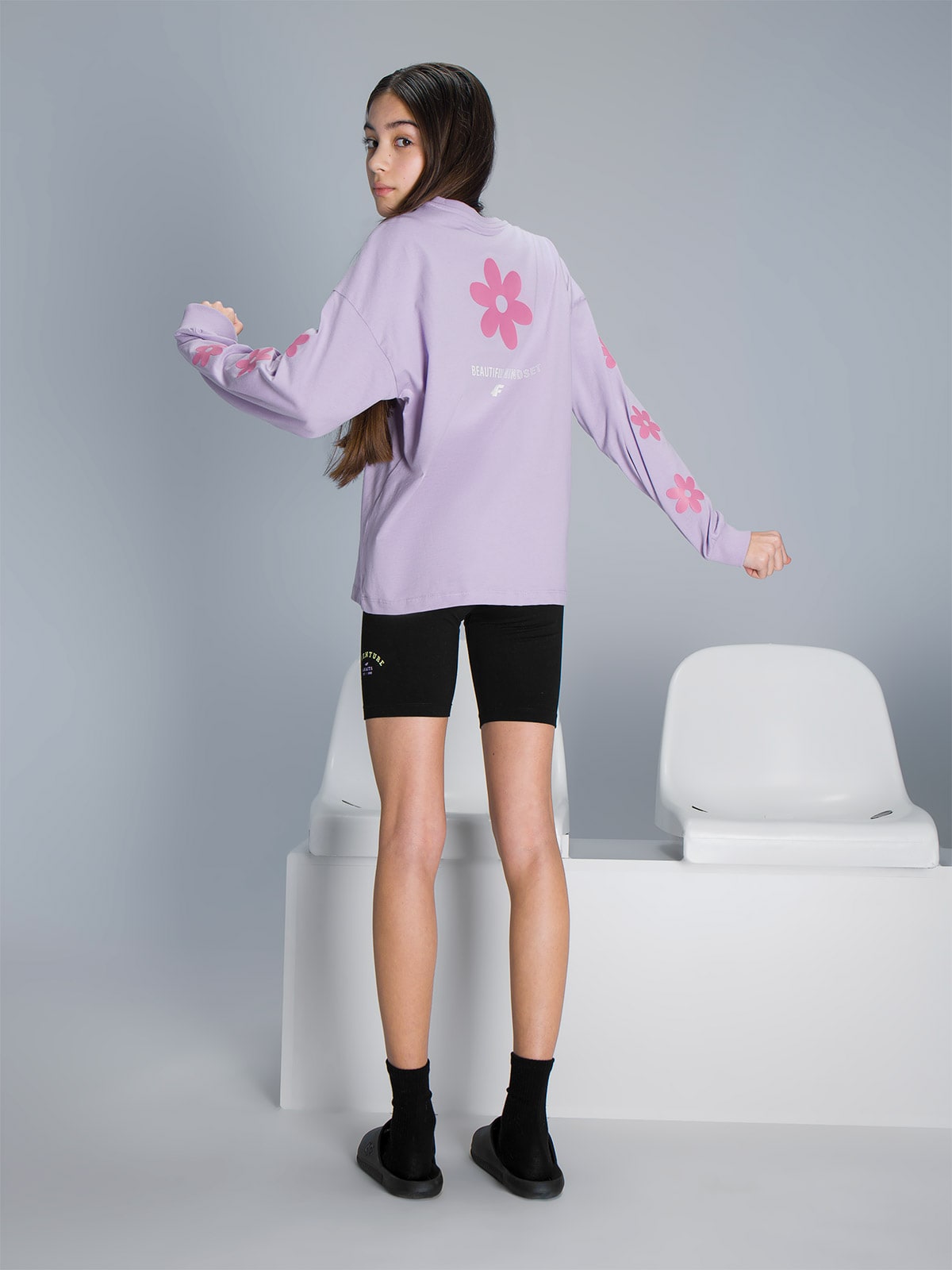 Longsleeve z nadrukiem dziewczęcy