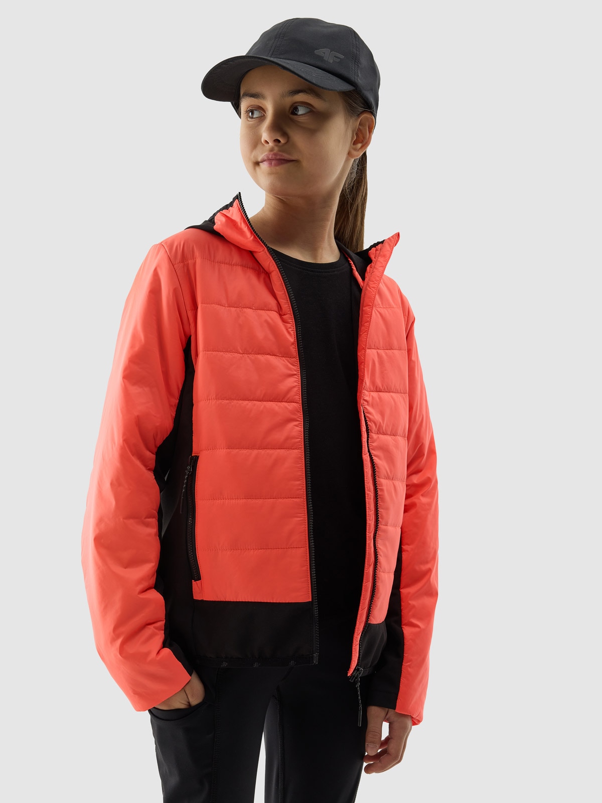 Kurtka puchowa z puchem syntetycznym dziewczęca - różowa