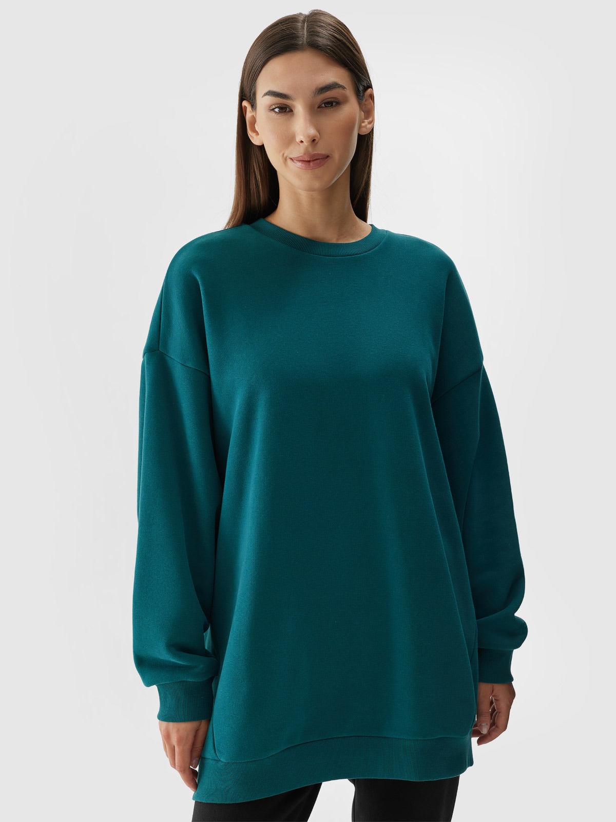 Bluza dresowa nierozpinana bez kaptura damska - zielona