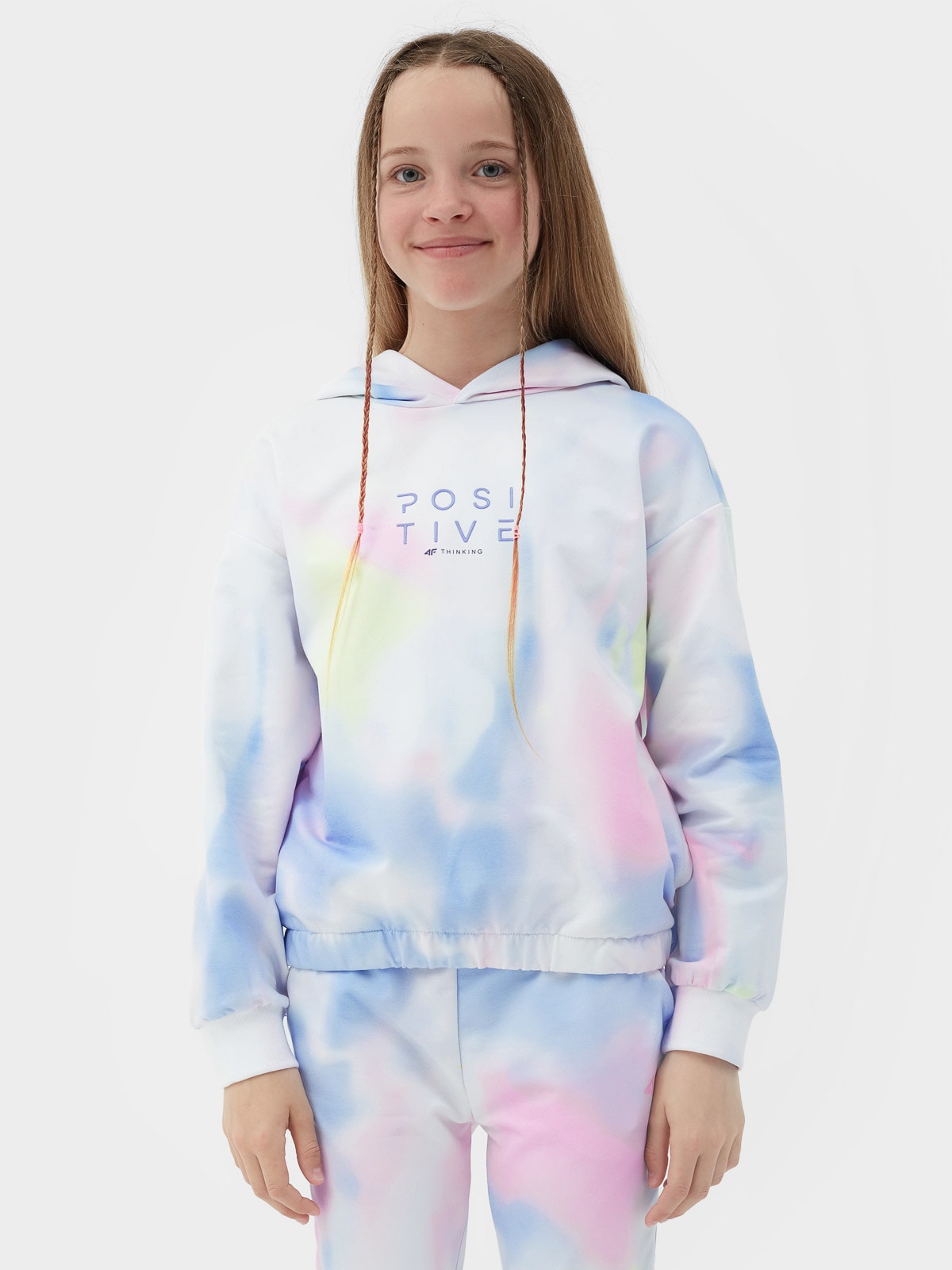 Bluza dresowa nierozpinana z kapturem dziewczęca