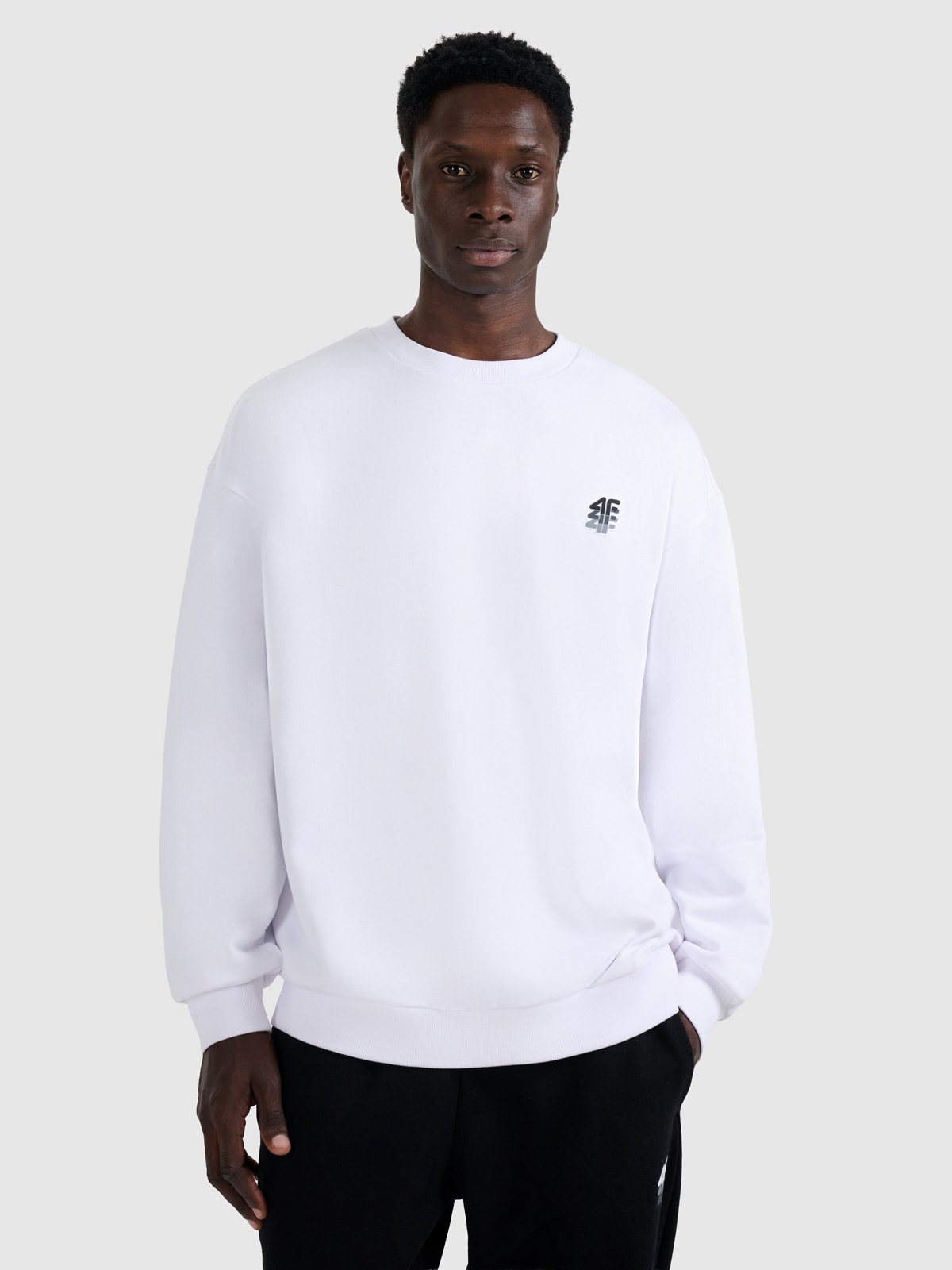 4F Bluza dresowa nierozpinana bez kaptura męska - biała XL