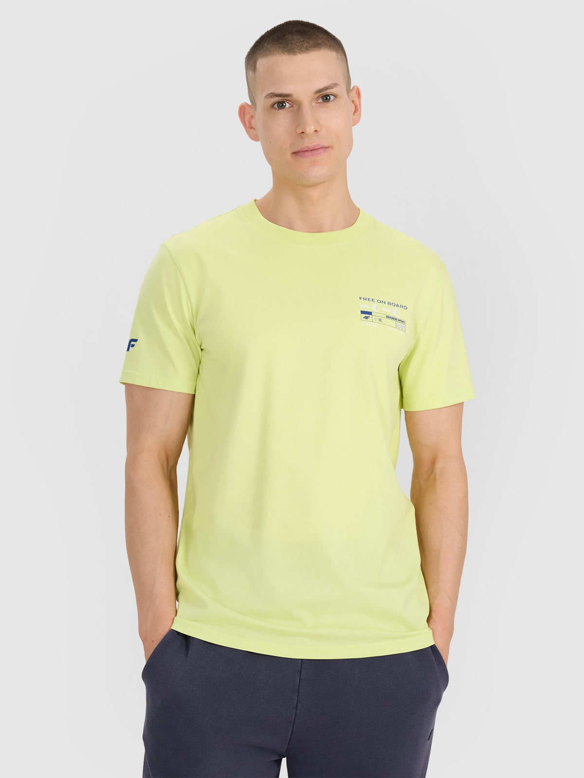 4F T-shirt regular z nadrukiem męski - zielony XXL