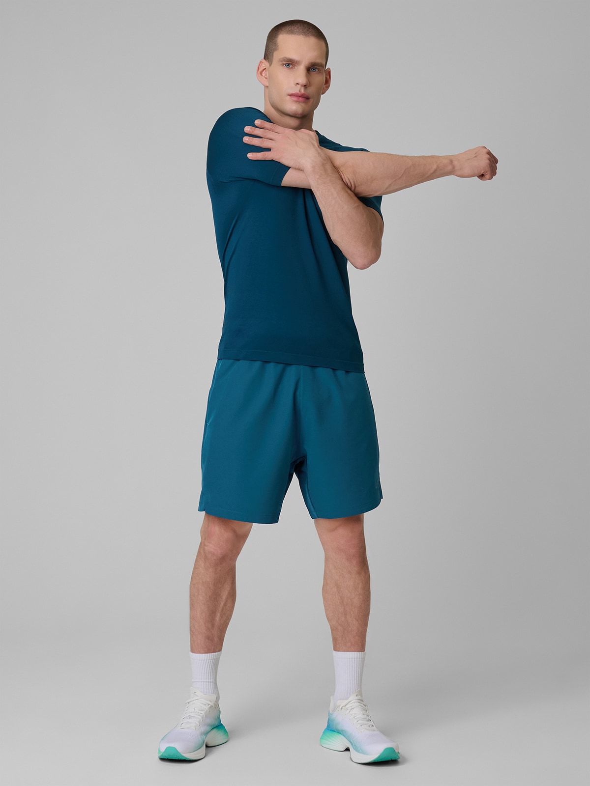 4F Spodenki treningowe szybkoschnące męskie - turkusowe S