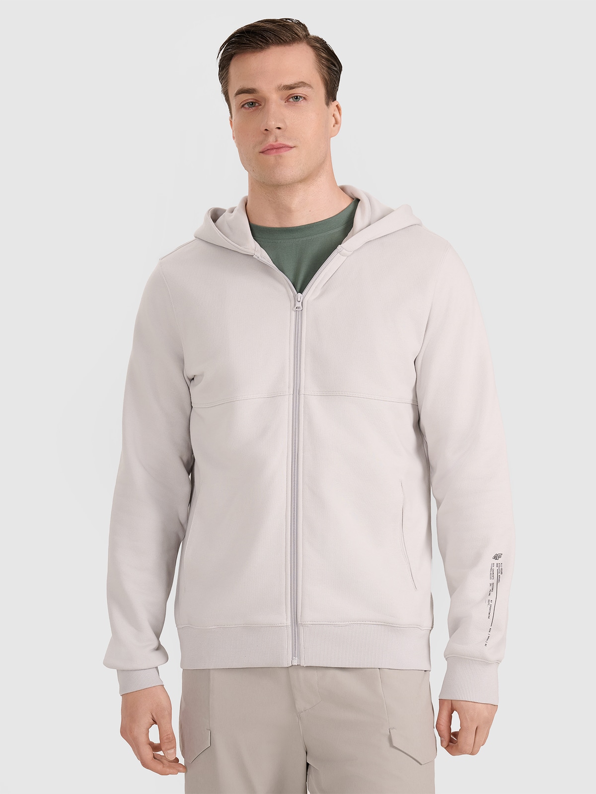 4F Bluza dresowa rozpinana z kapturem męska - szara XL