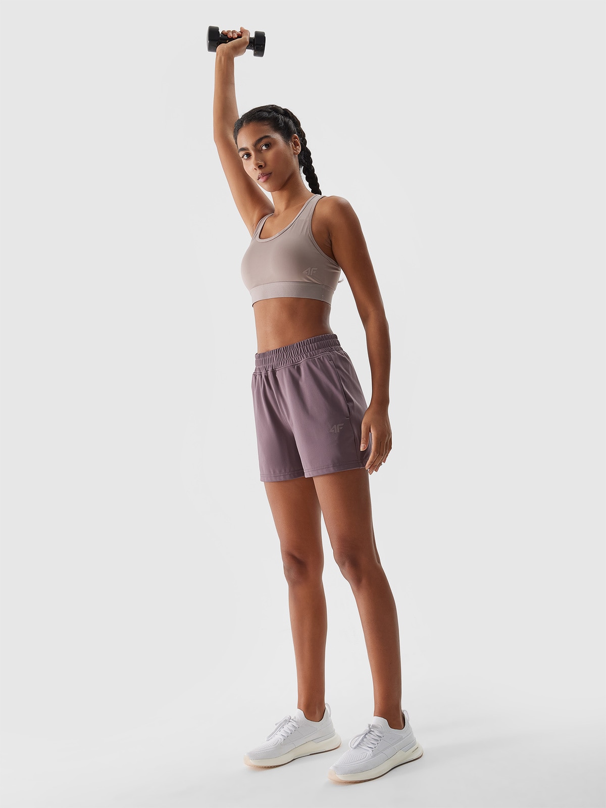 4F Spodenki treningowe szybkoschnące damskie - jasny brąz XS