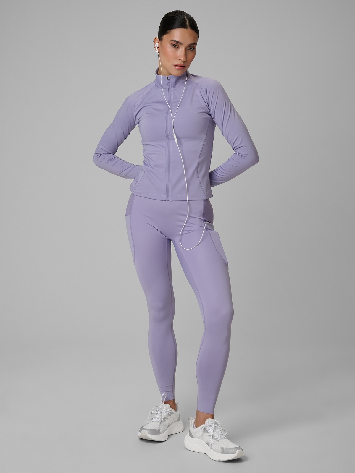 4F Legginsy treningowe szybkoschnące damskie - fioletowe M