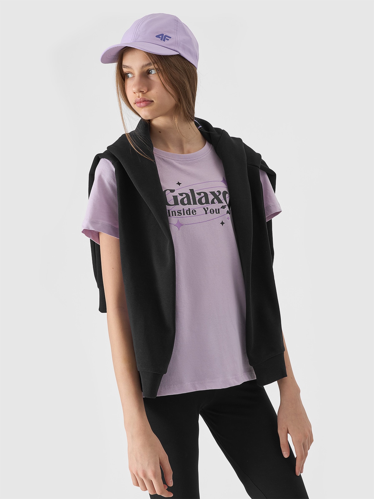 T-shirt z nadrukiem dziewczęcy - jasny fiolet