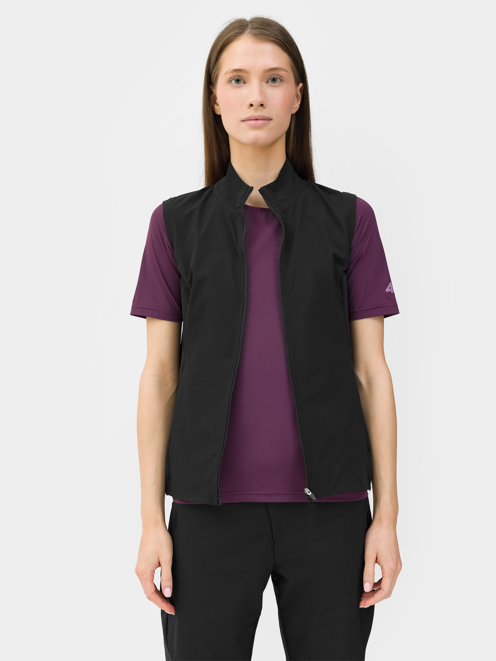 Bezrękawnik rowerowy rozpinany bez kaptura damski