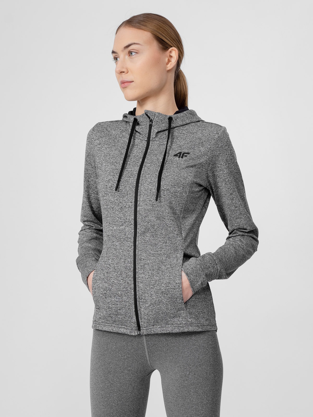 Bluza treningowa rozpinana z kapturem damska