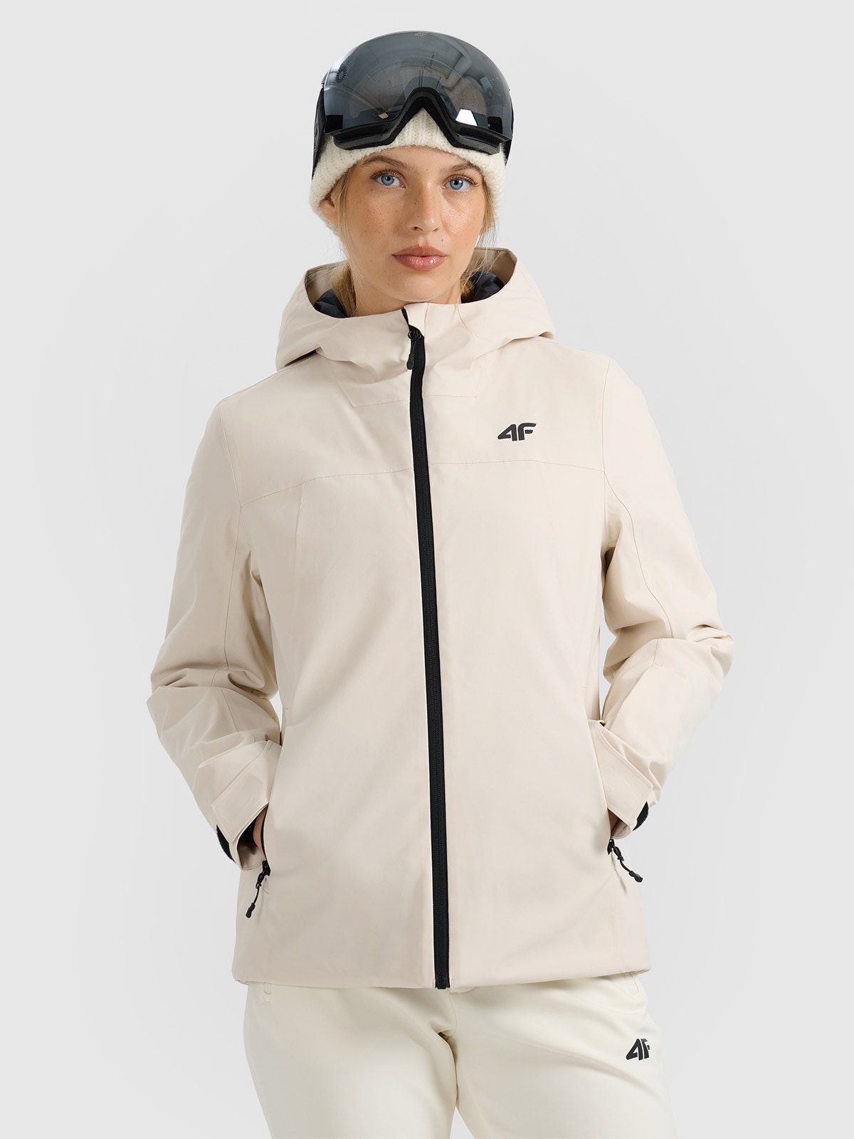 4F Kurtka narciarska membrana 5000 damska - beżowa XS