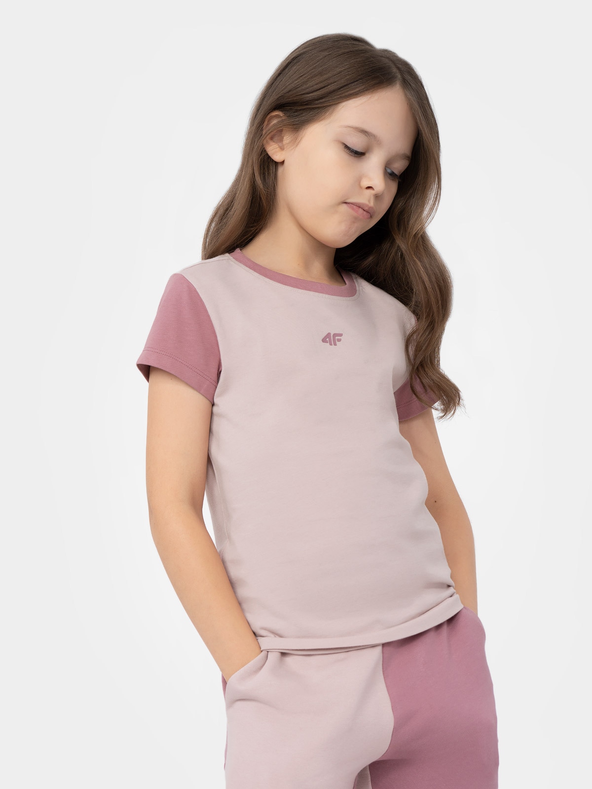 T-shirt gładki dziewczęcy