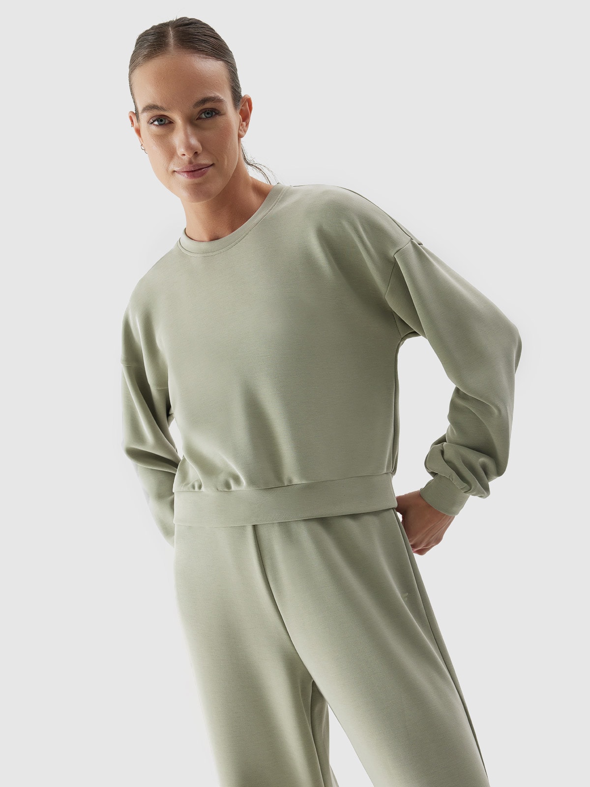 Bluza crop-top z dodatkiem modalu damska