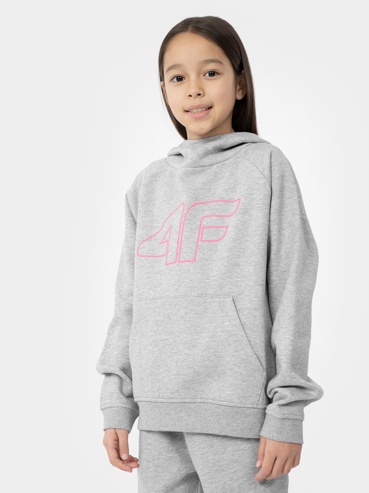 Bluza dresowa nierozpinana z kapturem dziewczęca
