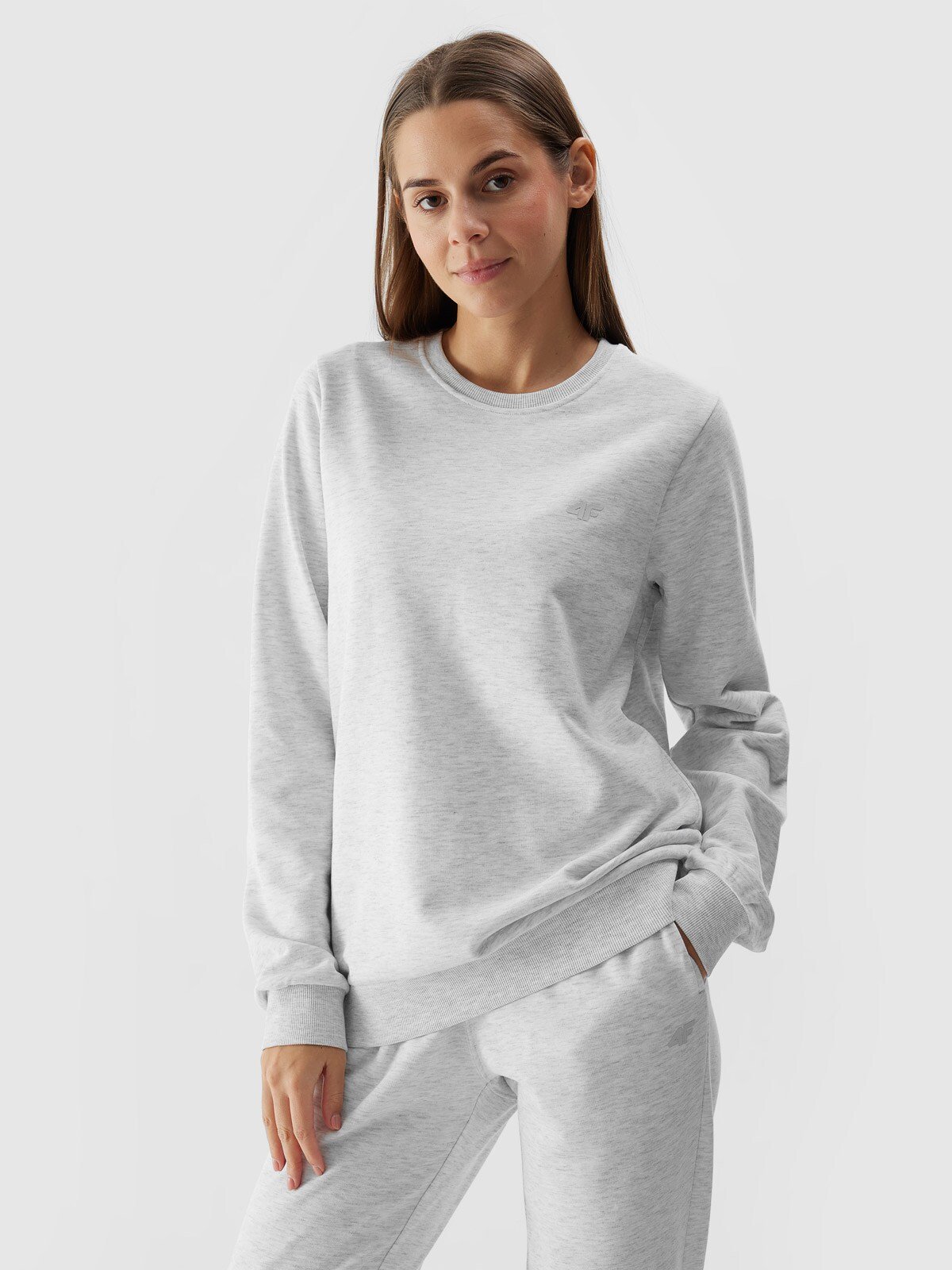 Bluza dresowa nierozpinana bez kaptura damska - szara