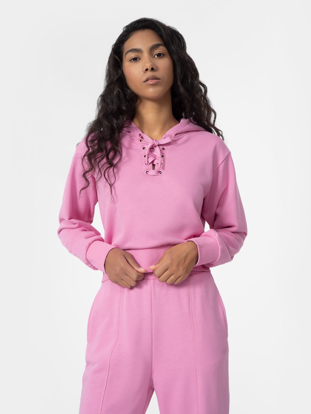 Bluza dresowa crop-top z kapturem damska