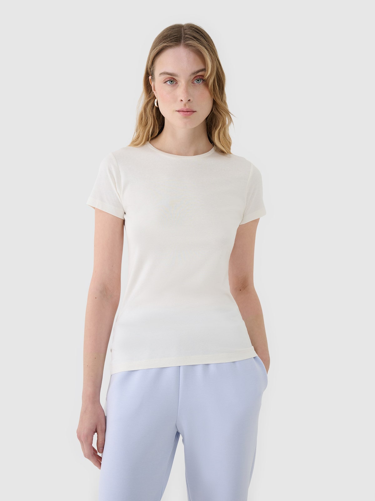 4F T-shirt slim z modalem damski - biały XXL