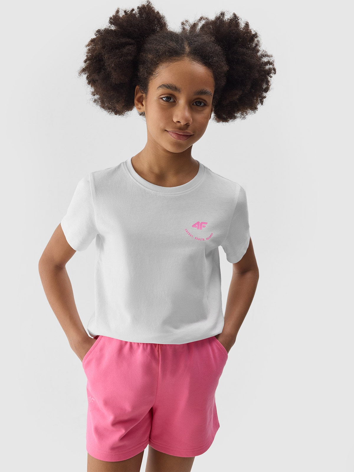 T-shirt gładki dziewczęcy - biały